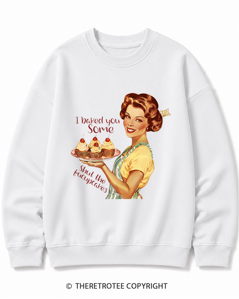 TheRetroTee Retro Sarcastic Housewife Sticker Cotton Sweatshirt