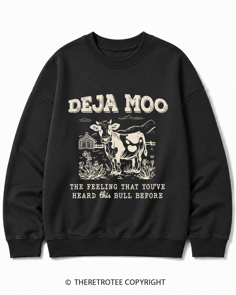 TheRetroTee Deja Moo 2000s Cotton Sweatshirt