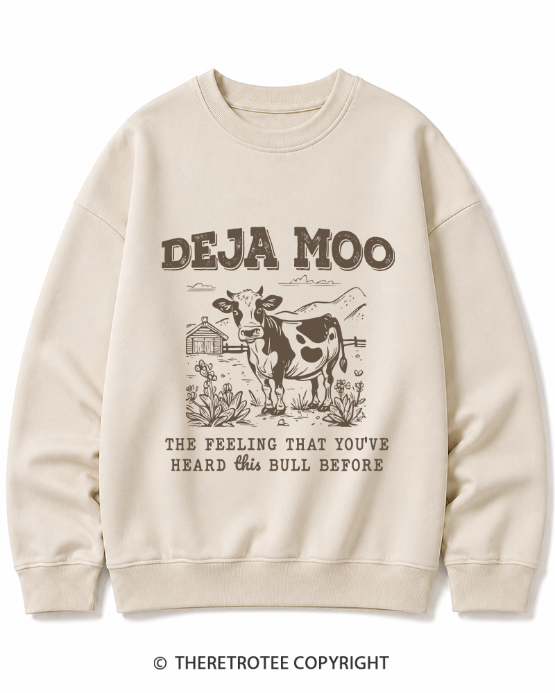 TheRetroTee Deja Moo 2000s Cotton Sweatshirt
