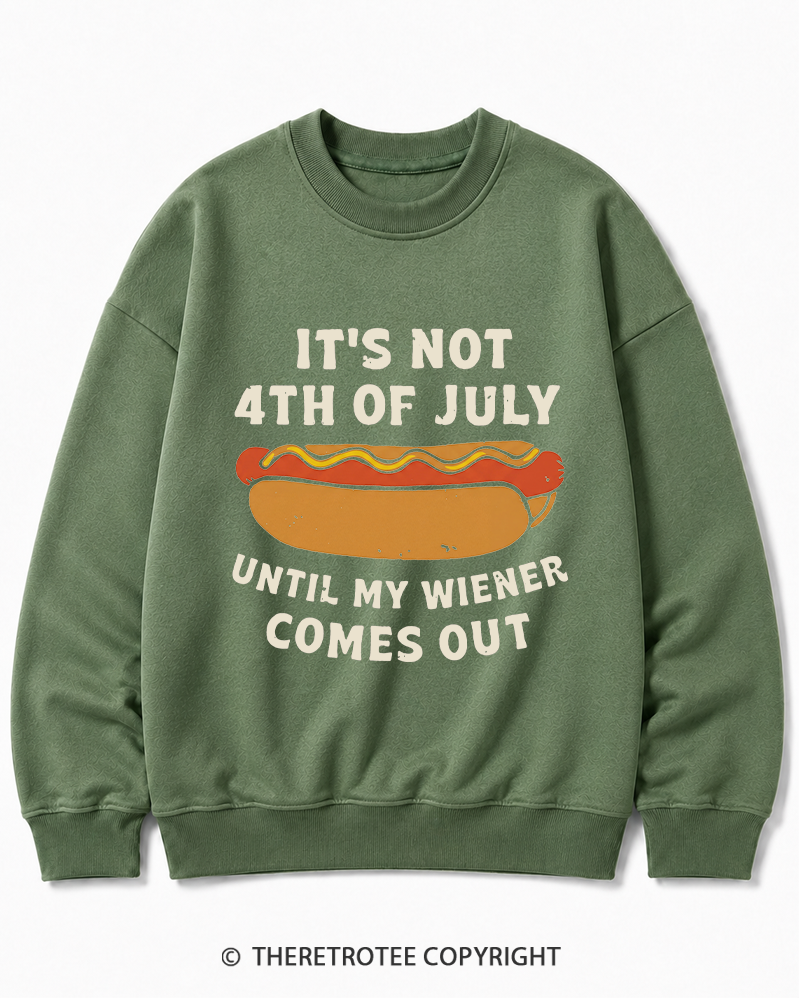 TheRetroTee It's Not 4th of July Until My Wiener Comes Out Cotton Sweatshirt
