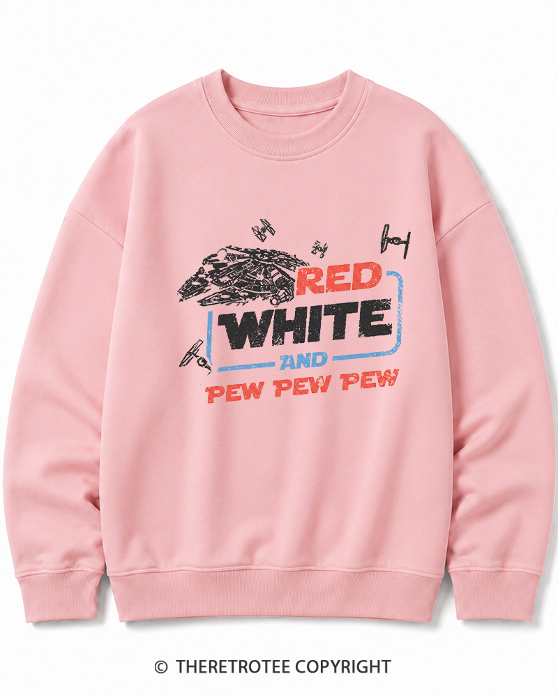TheRetroTee Red White And Pew Pew Pew 1980s Cotton Sweatshirt