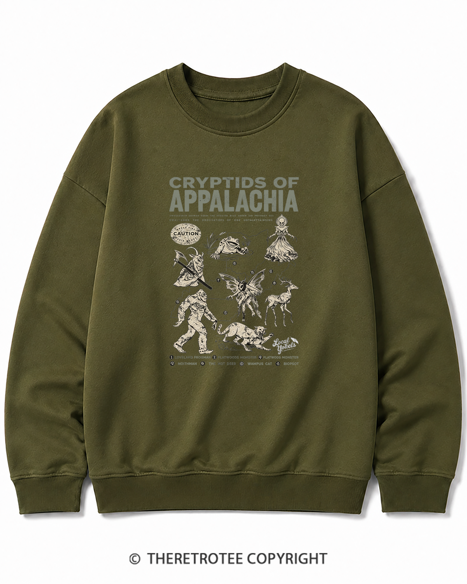 TheRetroTee Cryptids of Appalachia 1970s Cotton Sweatshirt