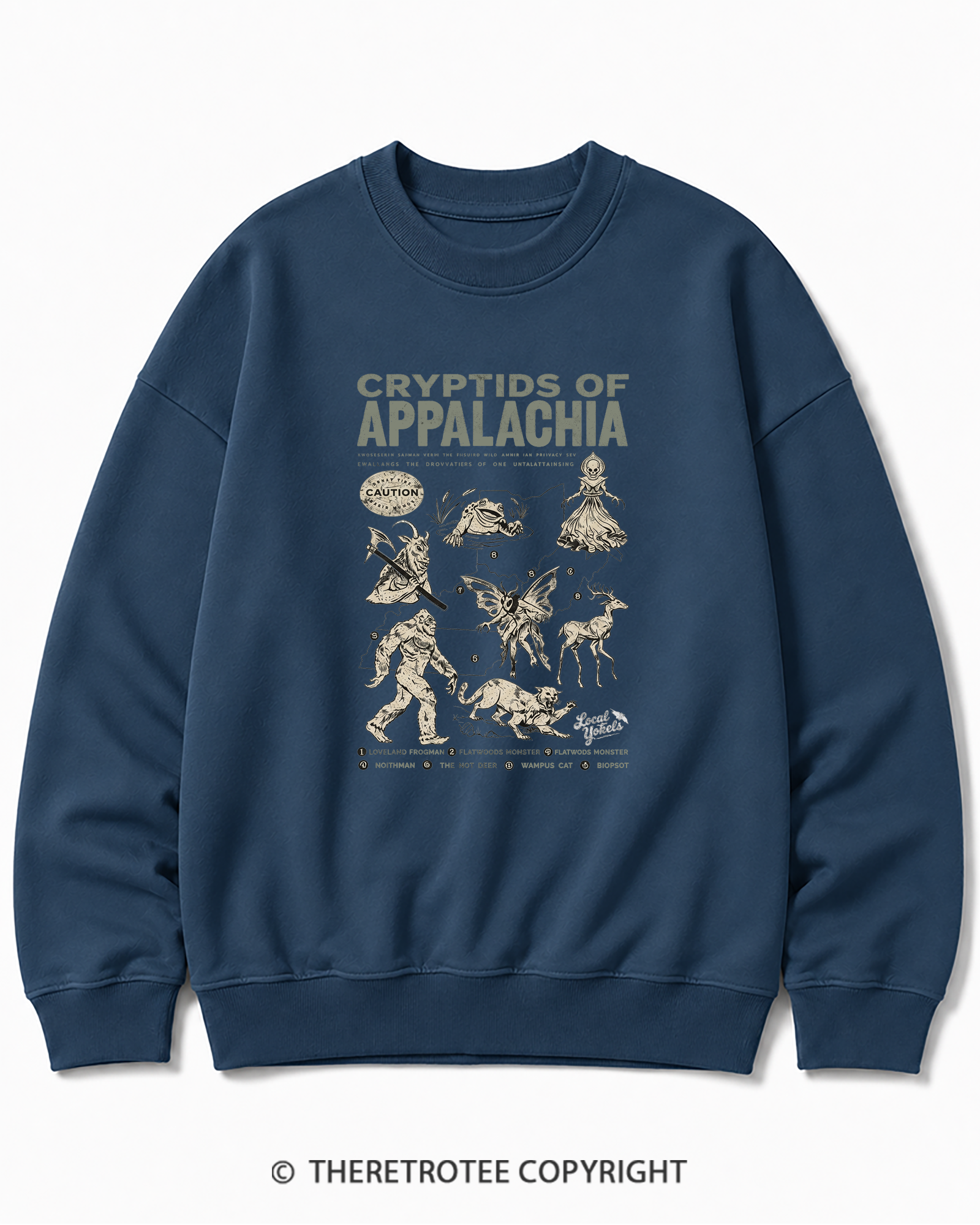 TheRetroTee Cryptids of Appalachia 1970s Cotton Sweatshirt