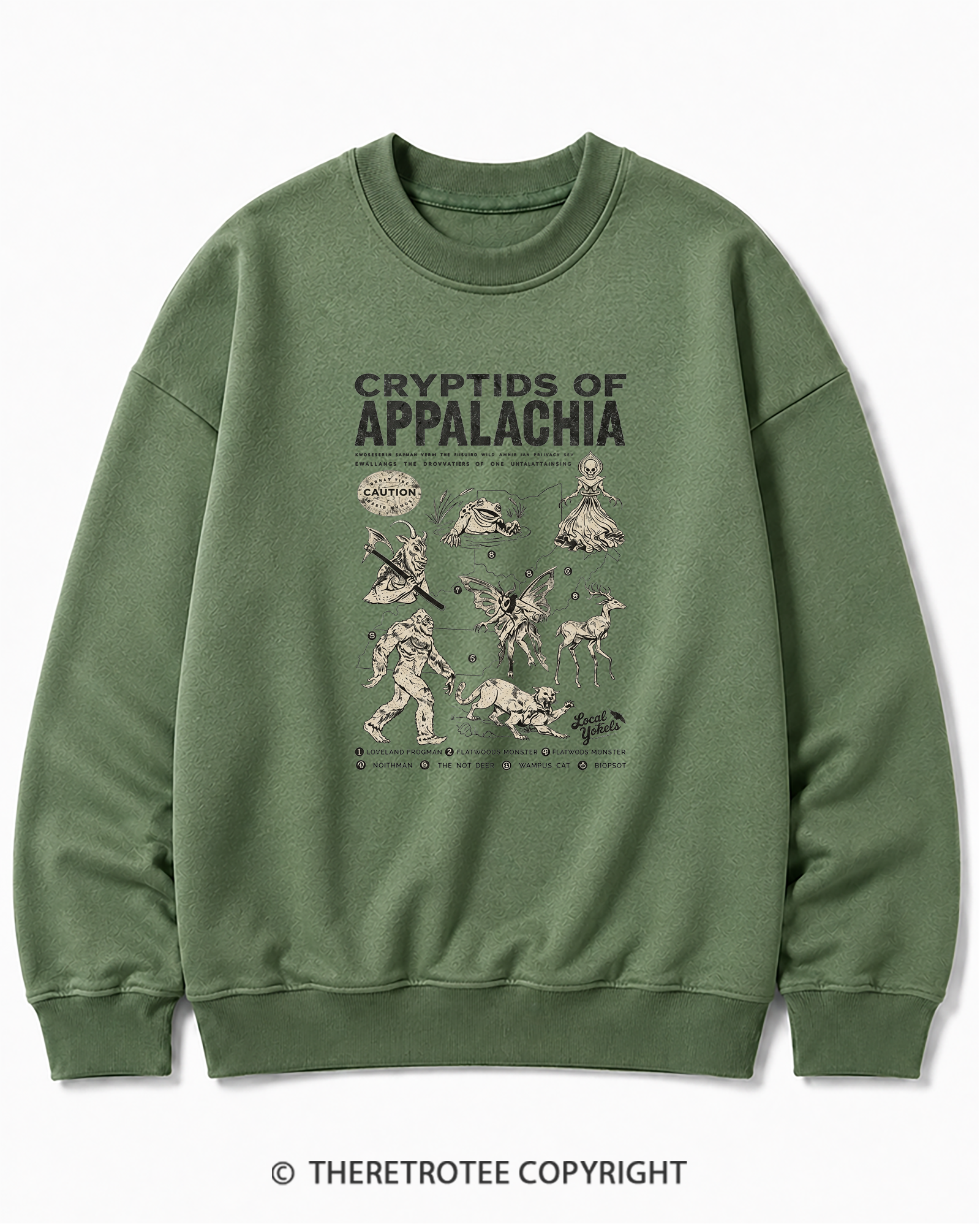 TheRetroTee Cryptids of Appalachia 1970s Cotton Sweatshirt