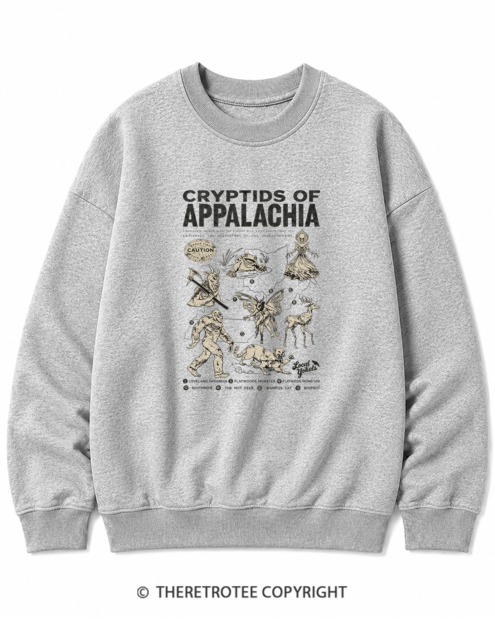 TheRetroTee Cryptids of Appalachia 1970s Cotton Sweatshirt