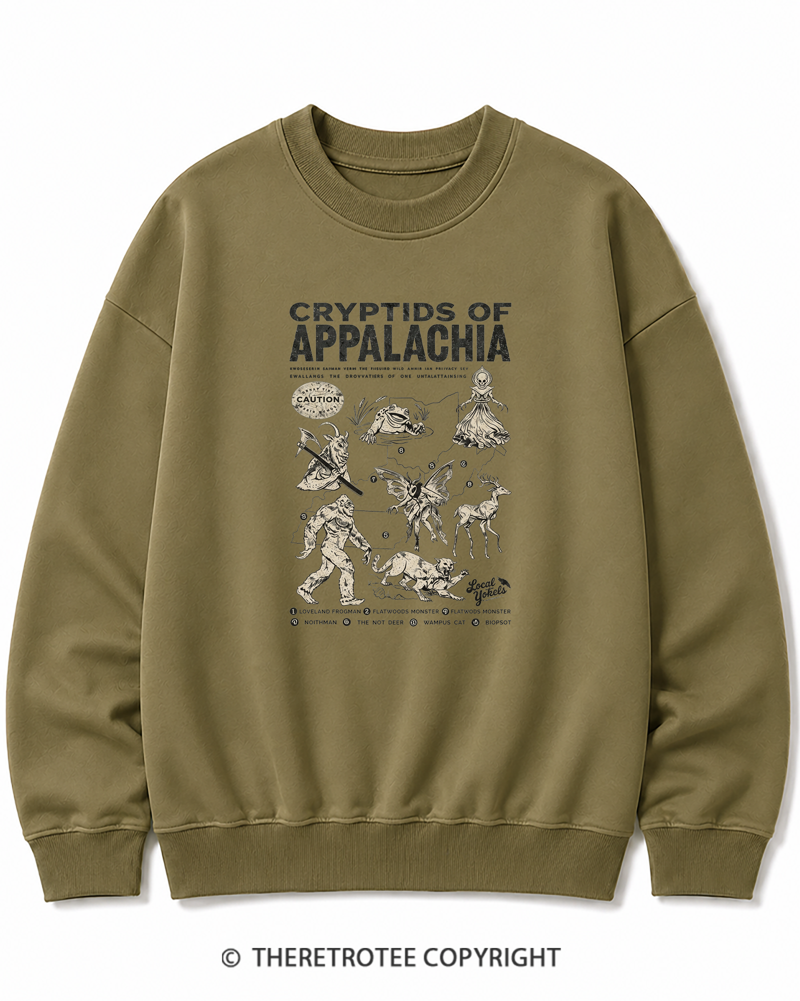 TheRetroTee Cryptids of Appalachia 1970s Cotton Sweatshirt