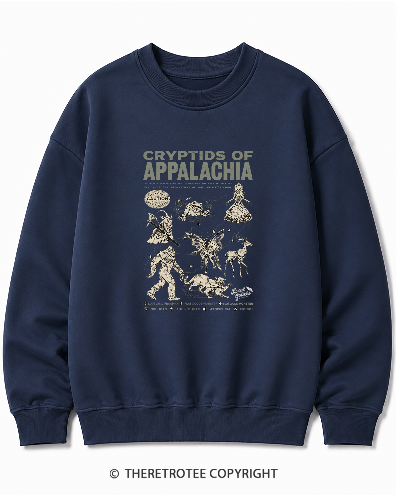 TheRetroTee Cryptids of Appalachia 1970s Cotton Sweatshirt