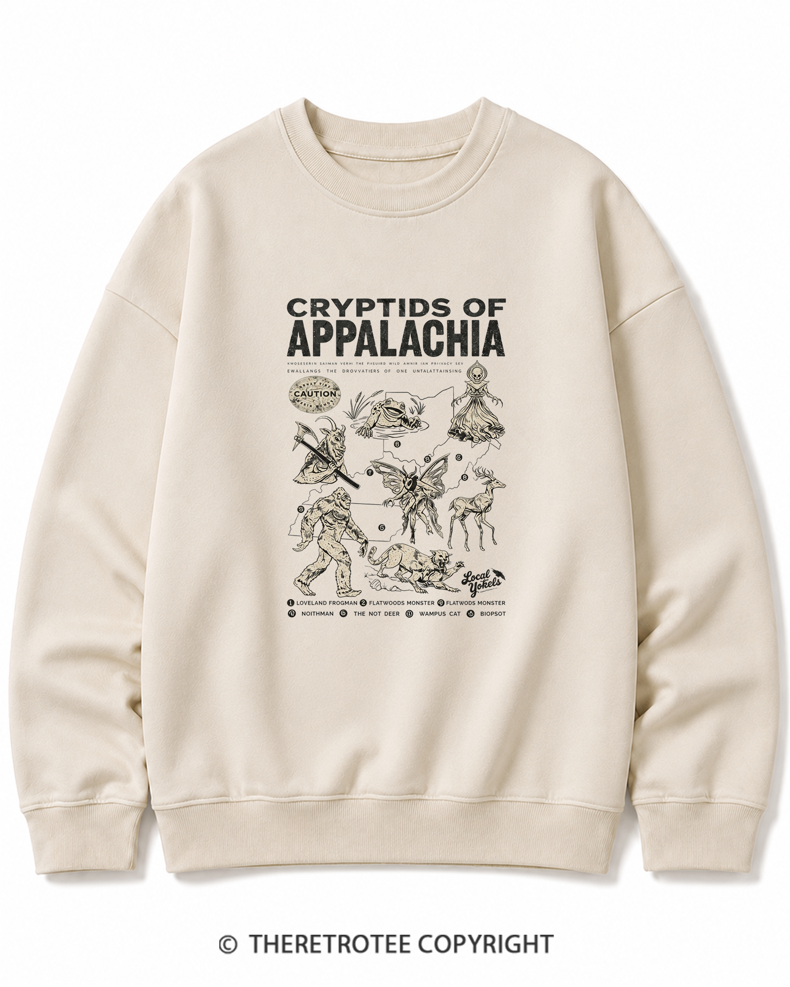 TheRetroTee Cryptids of Appalachia 1970s Cotton Sweatshirt