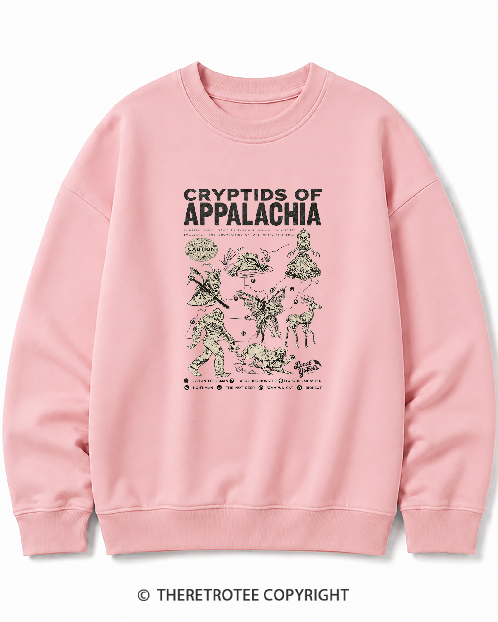 TheRetroTee Cryptids of Appalachia 1970s Cotton Sweatshirt
