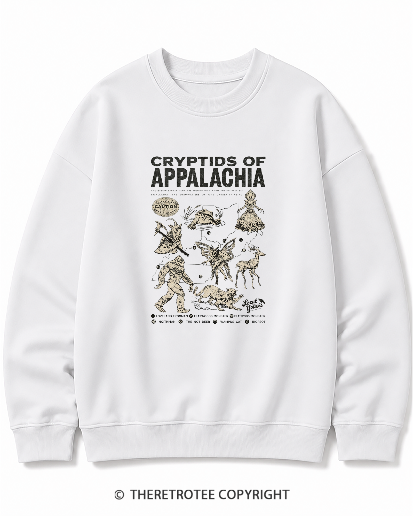TheRetroTee Cryptids of Appalachia 1970s Cotton Sweatshirt