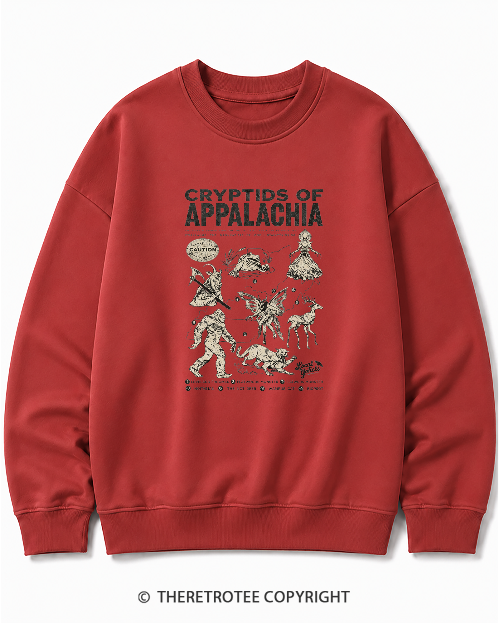 TheRetroTee Cryptids of Appalachia 1970s Cotton Sweatshirt