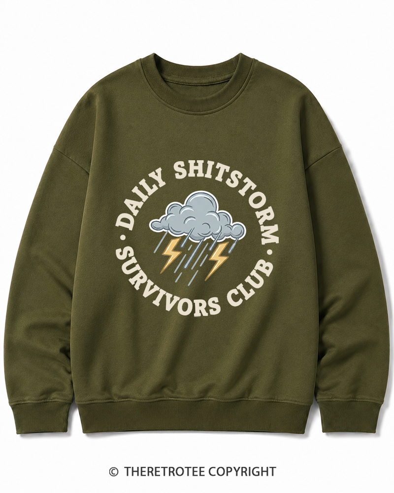 TheRetroTee Daily Shitstorm Survivors Club 1990s Cotton Sweatshirt