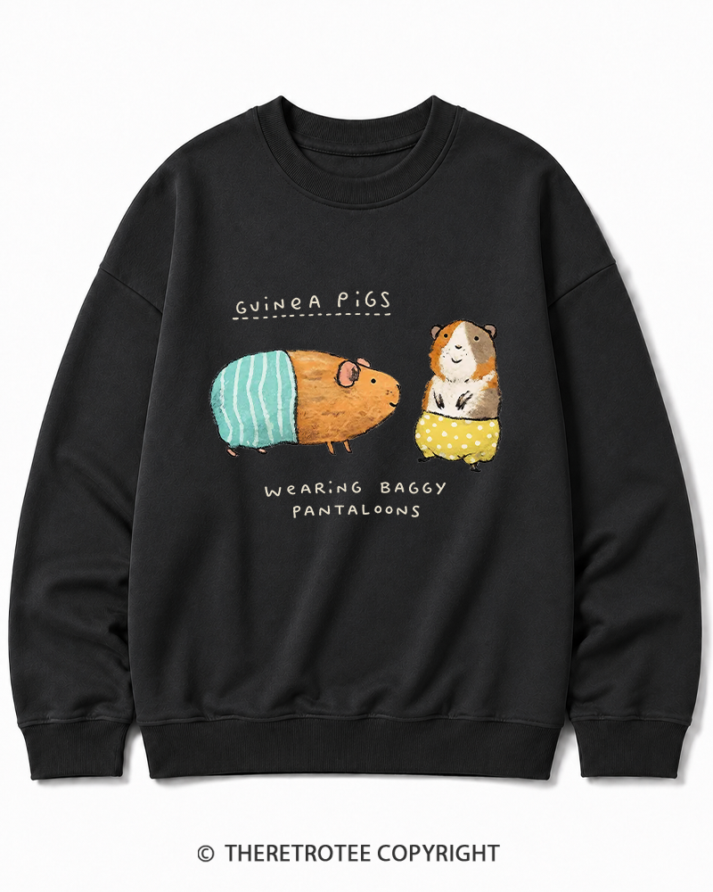 TheRetroTee Vintage Cute Guinea Pig Whimsical Cotton Sweatshirt