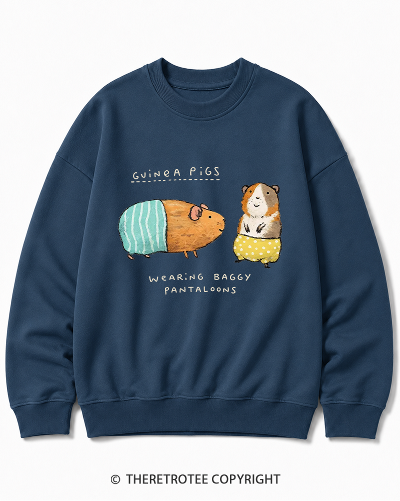 TheRetroTee Vintage Cute Guinea Pig Whimsical Cotton Sweatshirt