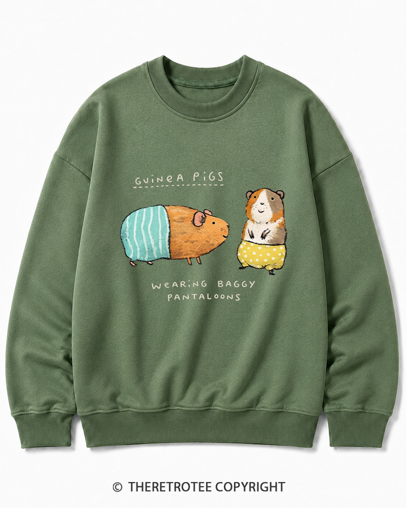 TheRetroTee Vintage Cute Guinea Pig Whimsical Cotton Sweatshirt