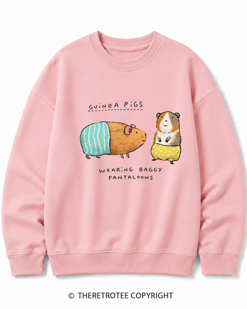 TheRetroTee Vintage Cute Guinea Pig Whimsical Cotton Sweatshirt