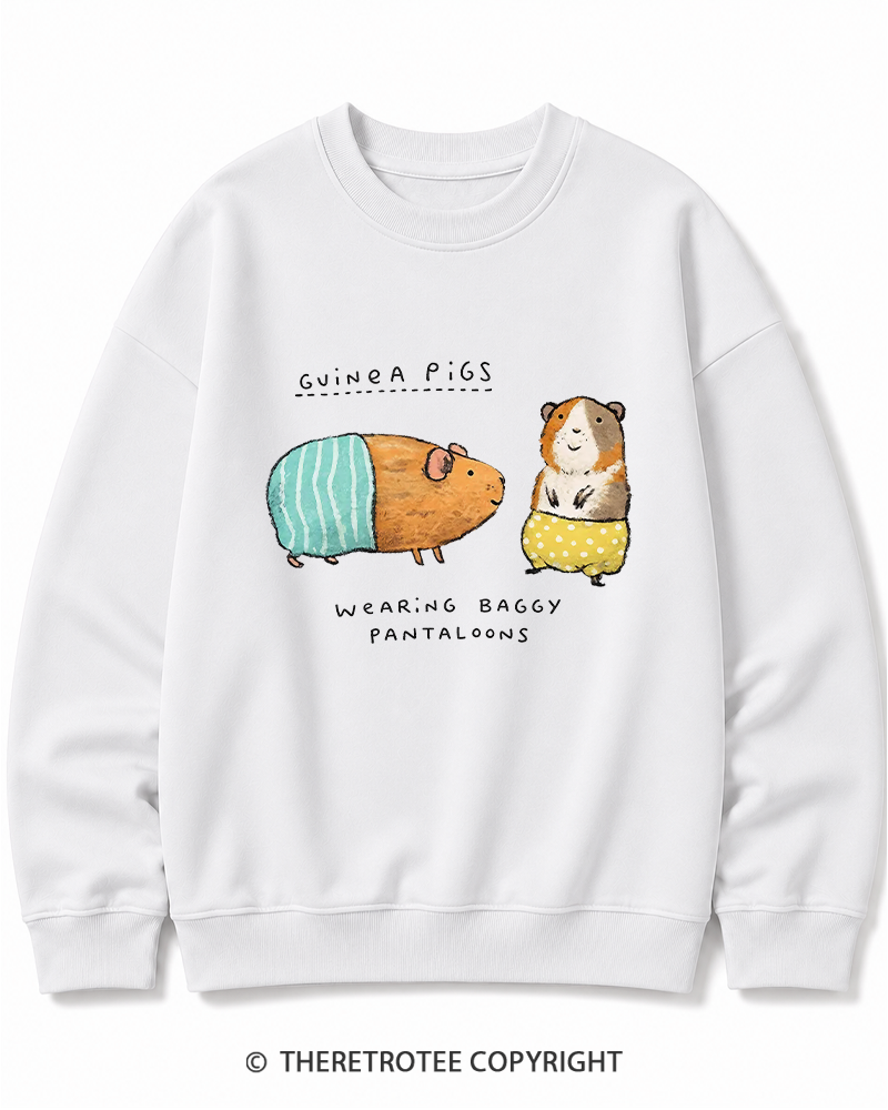 TheRetroTee Vintage Cute Guinea Pig Whimsical Cotton Sweatshirt
