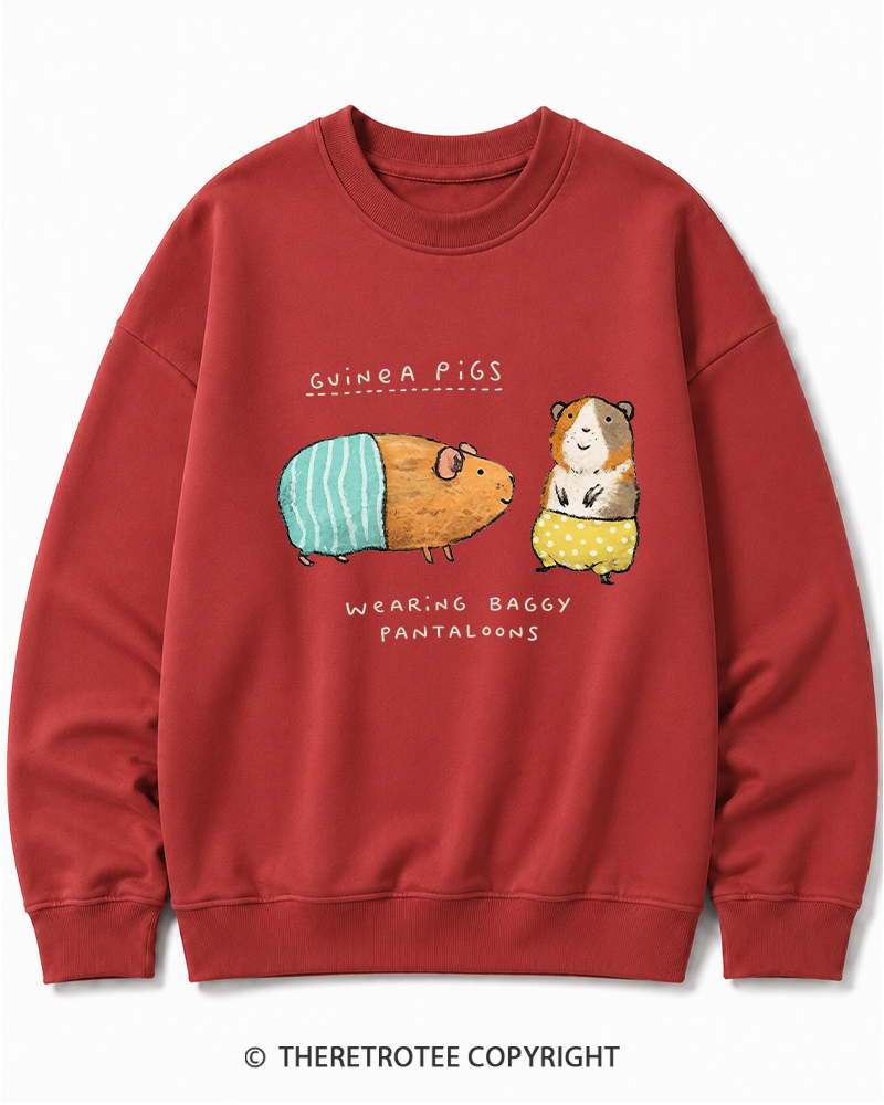 TheRetroTee Vintage Cute Guinea Pig Whimsical Cotton Sweatshirt