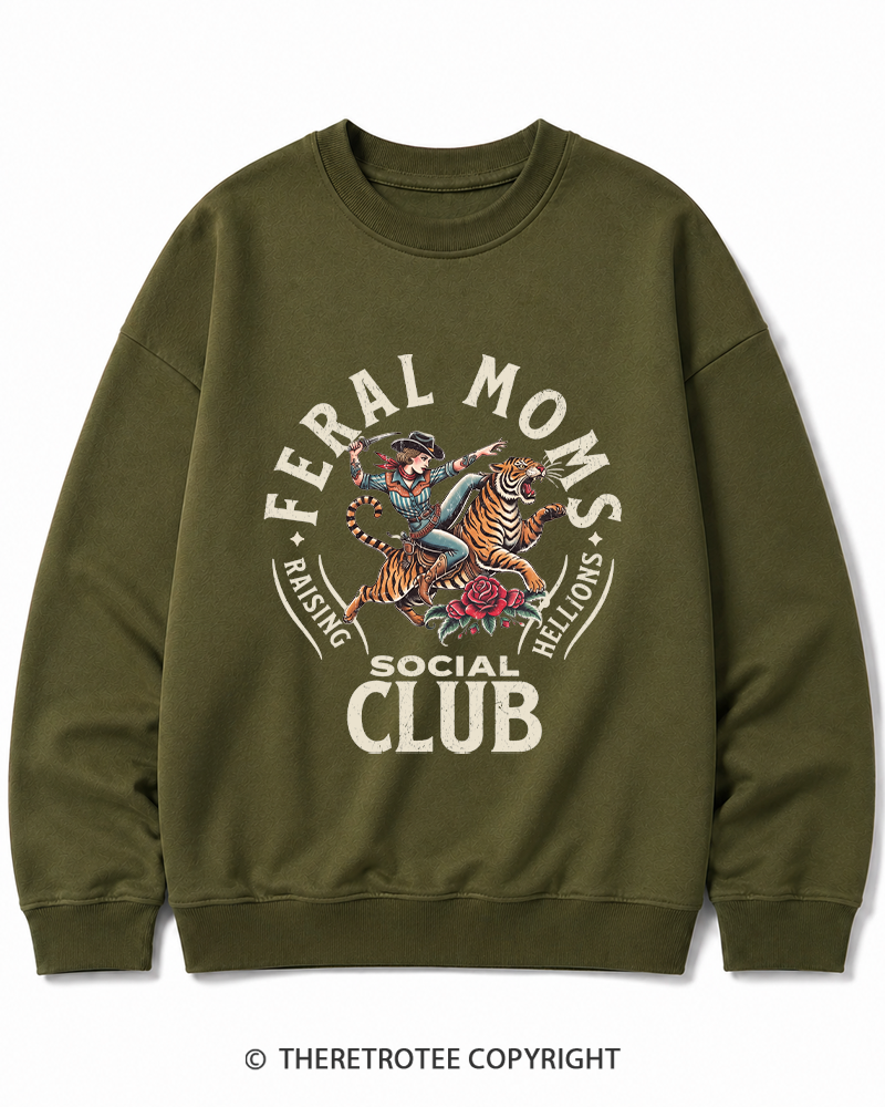 TheRetroTee Feral Moms Social Club 1950s Cotton Sweatshirt