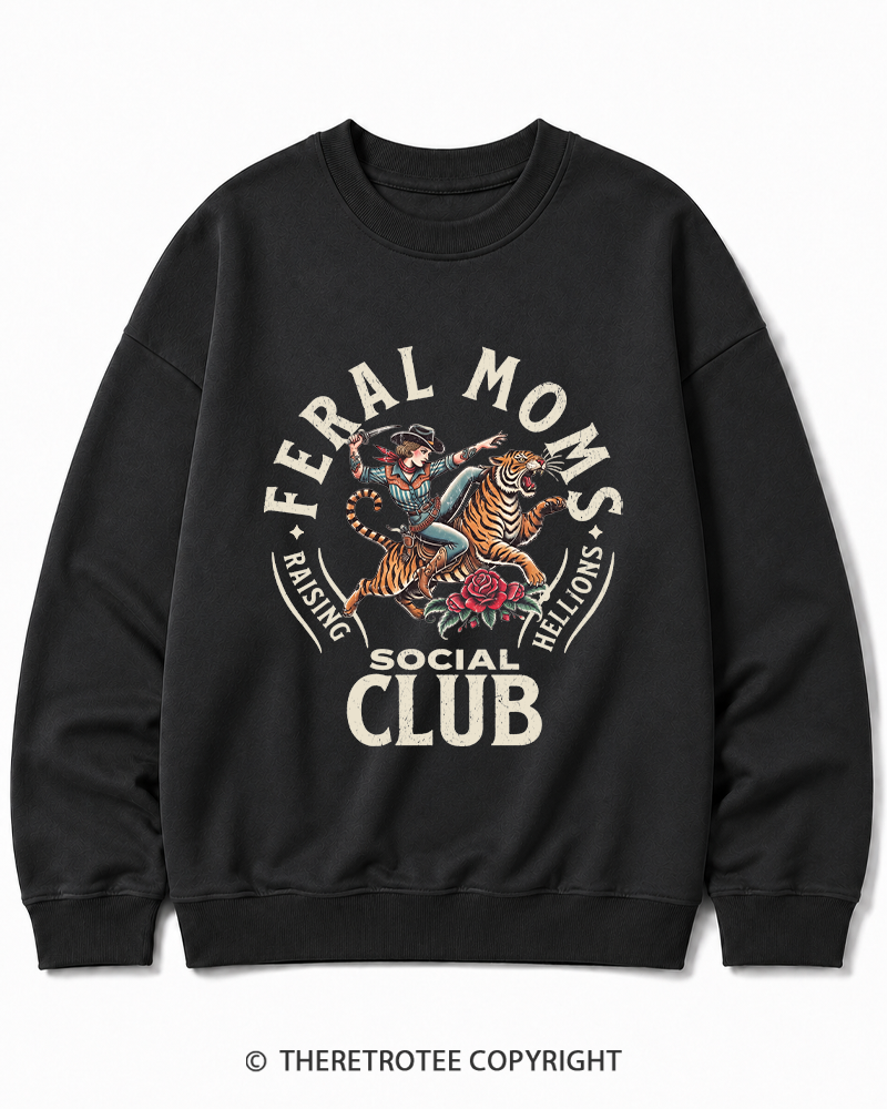 TheRetroTee Feral Moms Social Club 1950s Cotton Sweatshirt