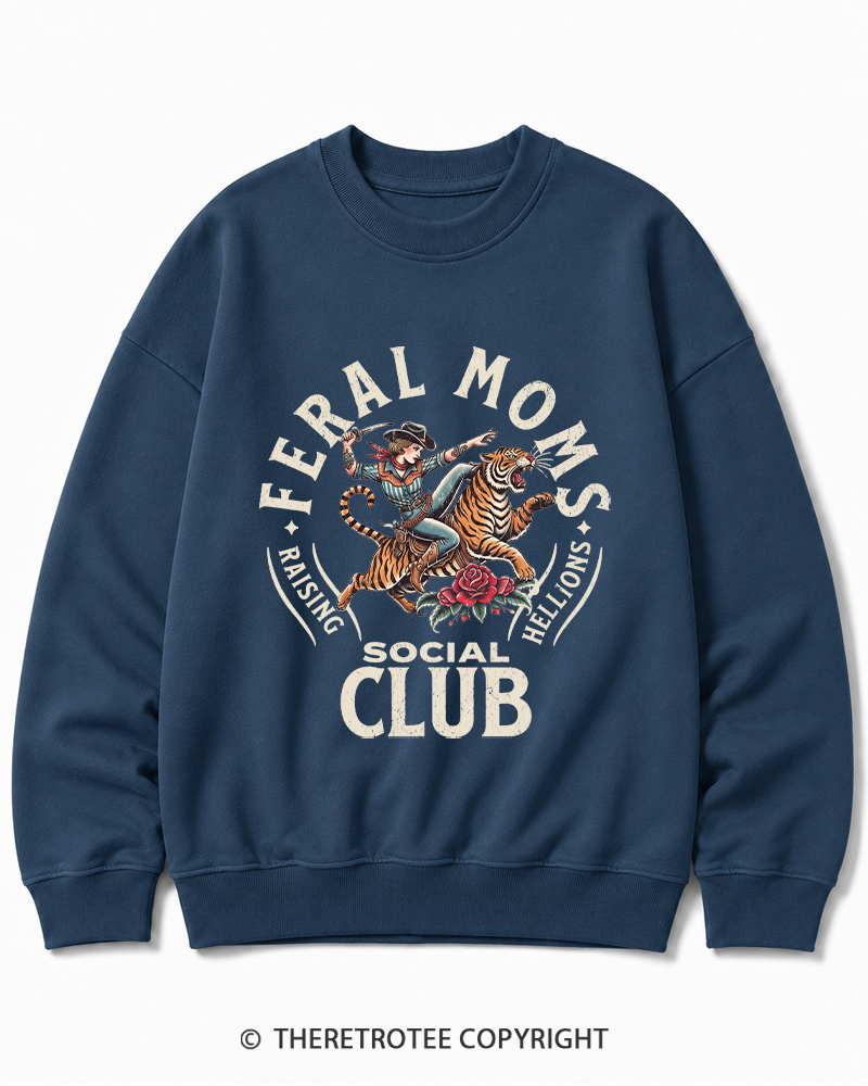 TheRetroTee Feral Moms Social Club 1950s Cotton Sweatshirt