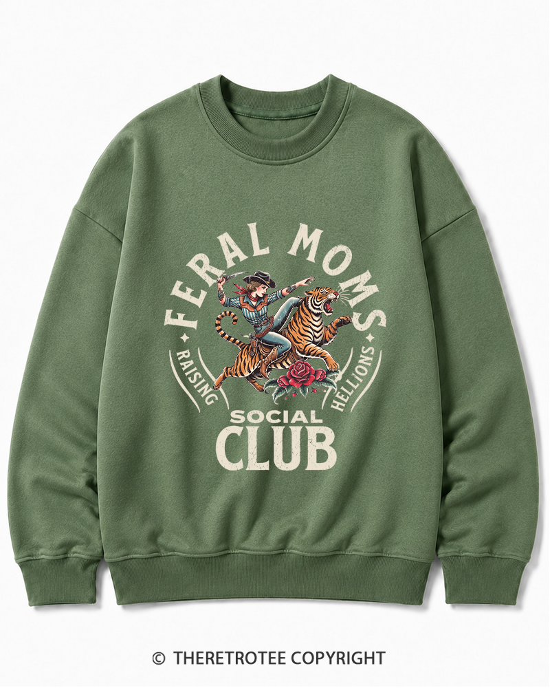 TheRetroTee Feral Moms Social Club 1950s Cotton Sweatshirt