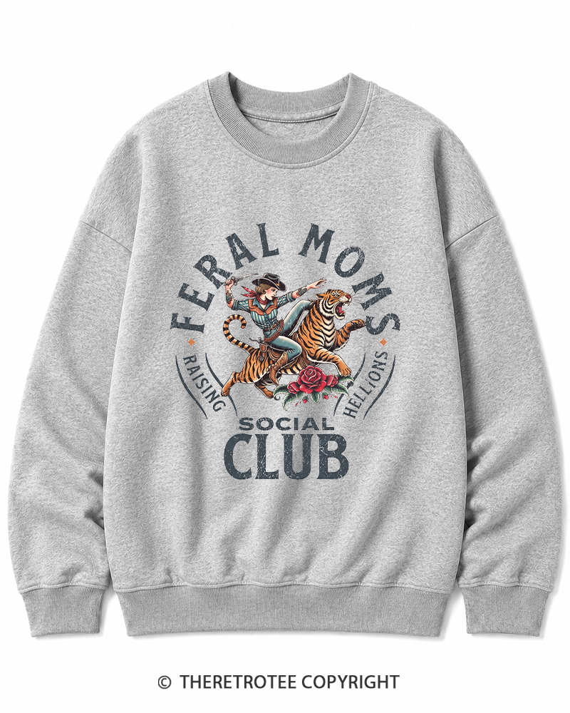 TheRetroTee Feral Moms Social Club 1950s Cotton Sweatshirt