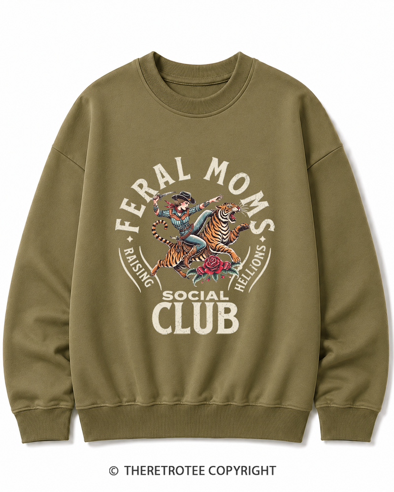 TheRetroTee Feral Moms Social Club 1950s Cotton Sweatshirt