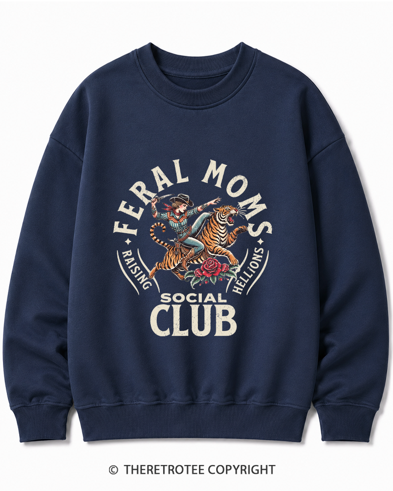 TheRetroTee Feral Moms Social Club 1950s Cotton Sweatshirt