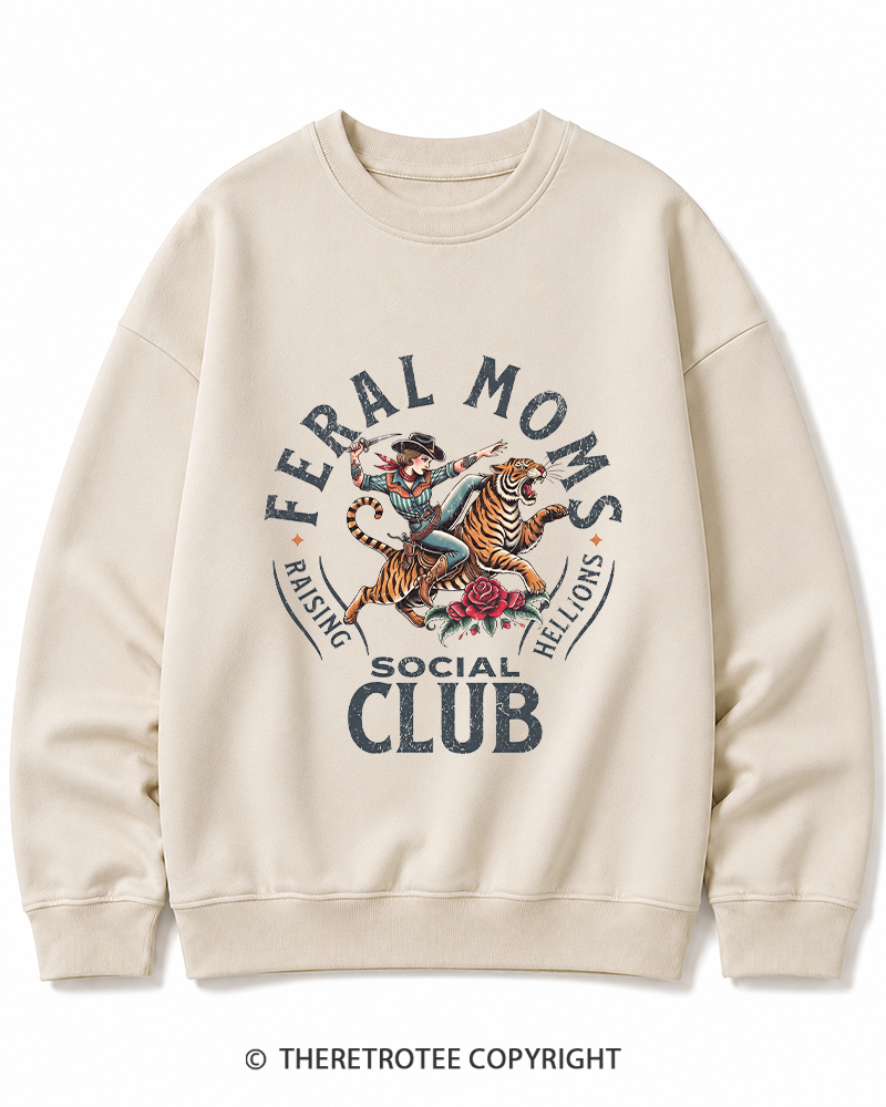 TheRetroTee Feral Moms Social Club 1950s Cotton Sweatshirt