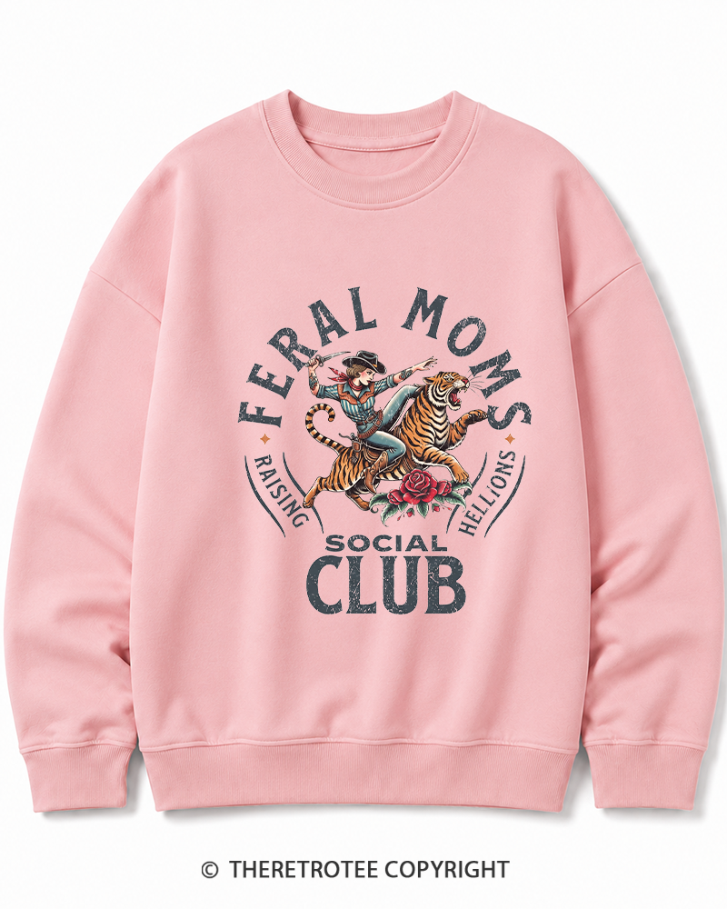 TheRetroTee Feral Moms Social Club 1950s Cotton Sweatshirt
