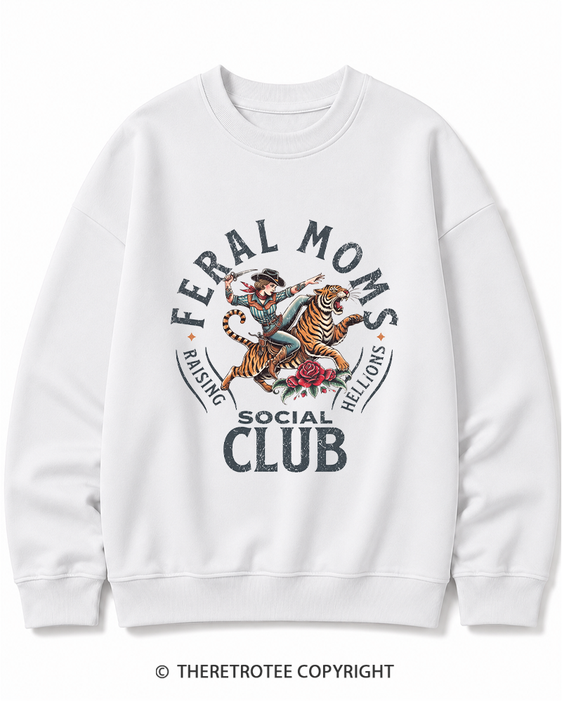 TheRetroTee Feral Moms Social Club 1950s Cotton Sweatshirt