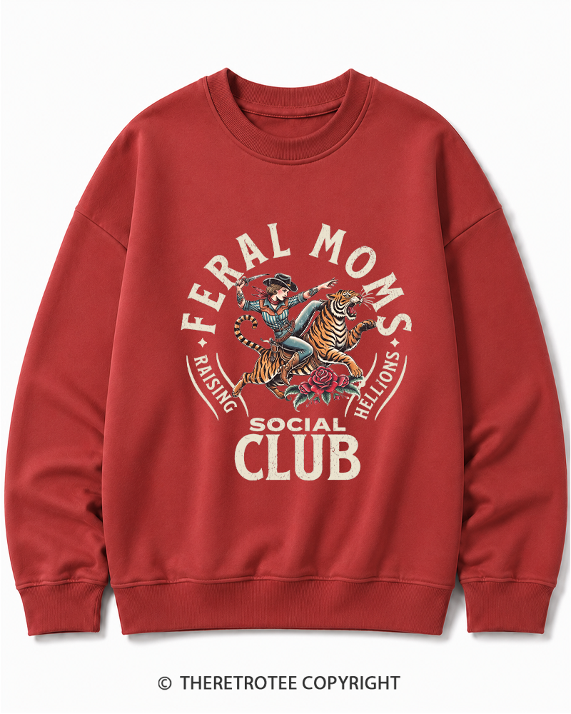 TheRetroTee Feral Moms Social Club 1950s Cotton Sweatshirt