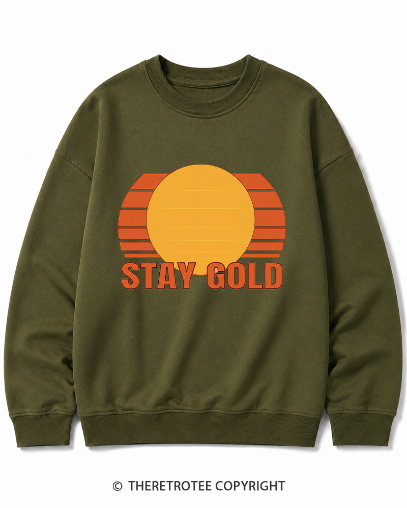 TheRetroTee Stay Gold 1980s Cotton Sweatshirt