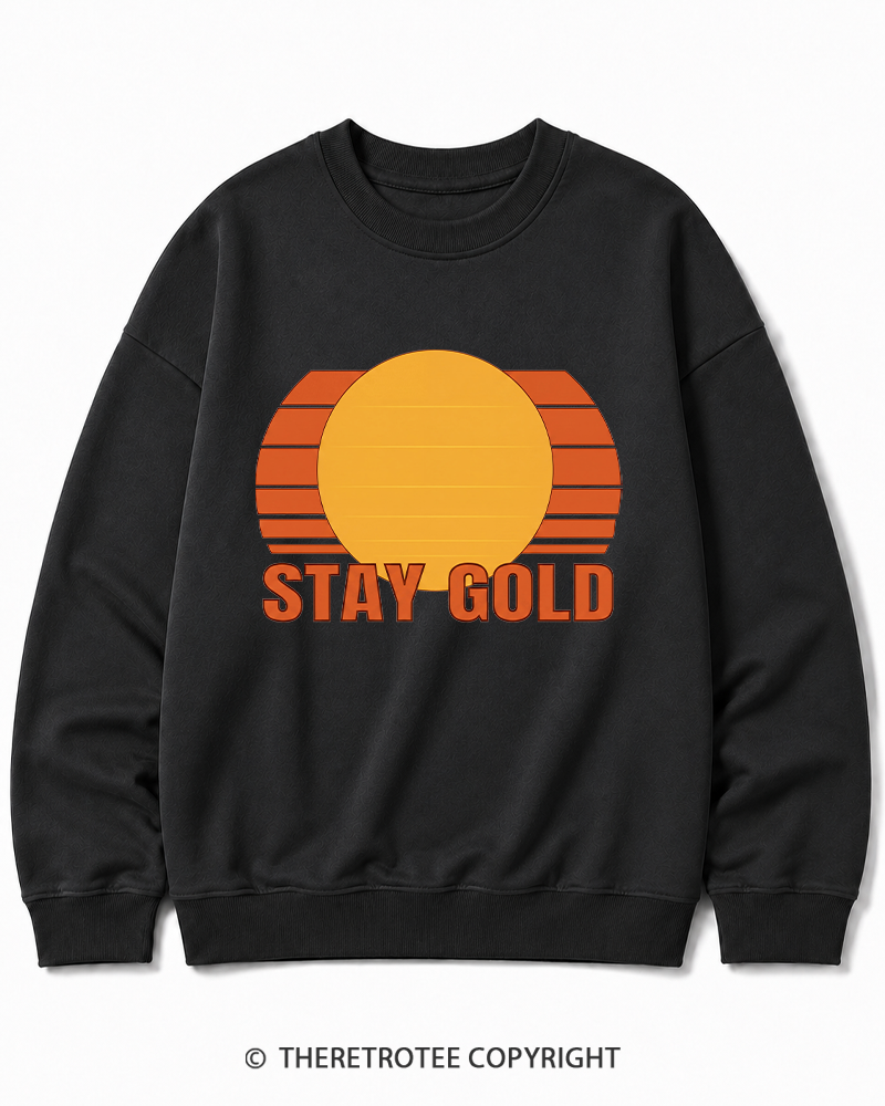 TheRetroTee Stay Gold 1980s Cotton Sweatshirt