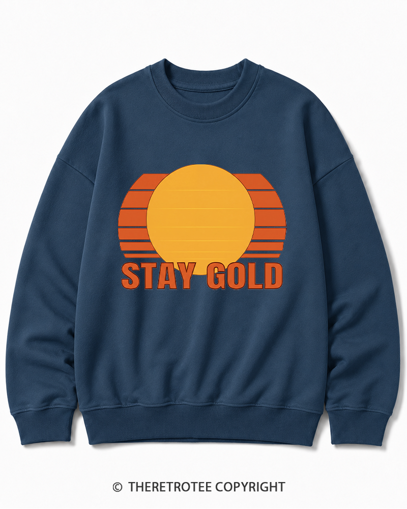TheRetroTee Stay Gold 1980s Cotton Sweatshirt