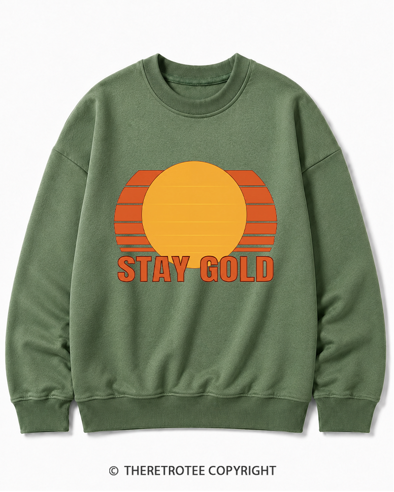 TheRetroTee Stay Gold 1980s Cotton Sweatshirt