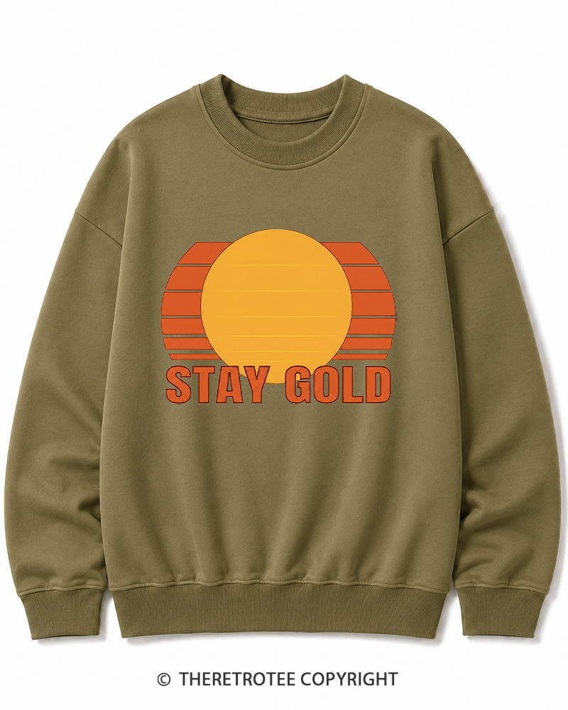 TheRetroTee Stay Gold 1980s Cotton Sweatshirt