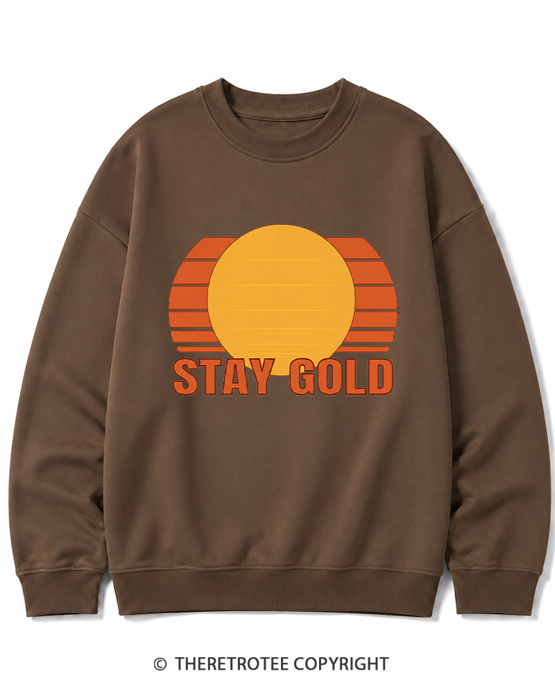 TheRetroTee Stay Gold 1980s Cotton Sweatshirt