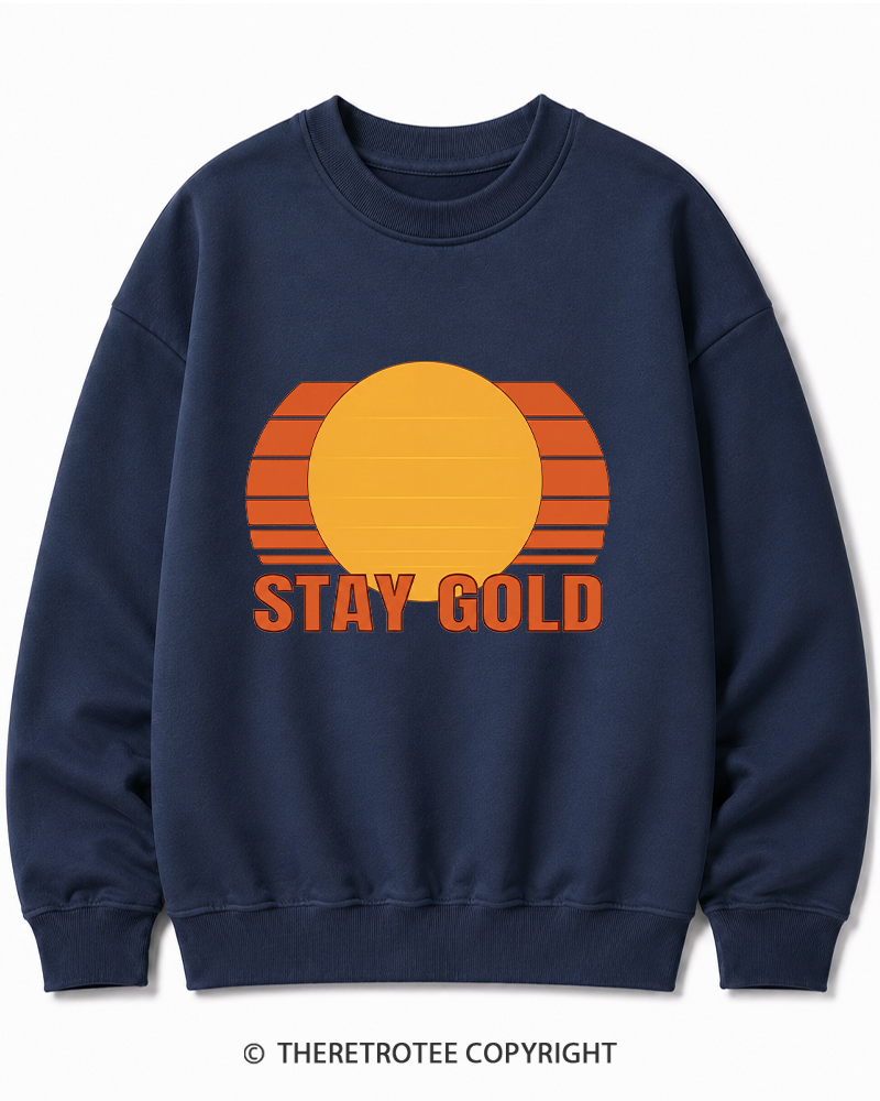TheRetroTee Stay Gold 1980s Cotton Sweatshirt