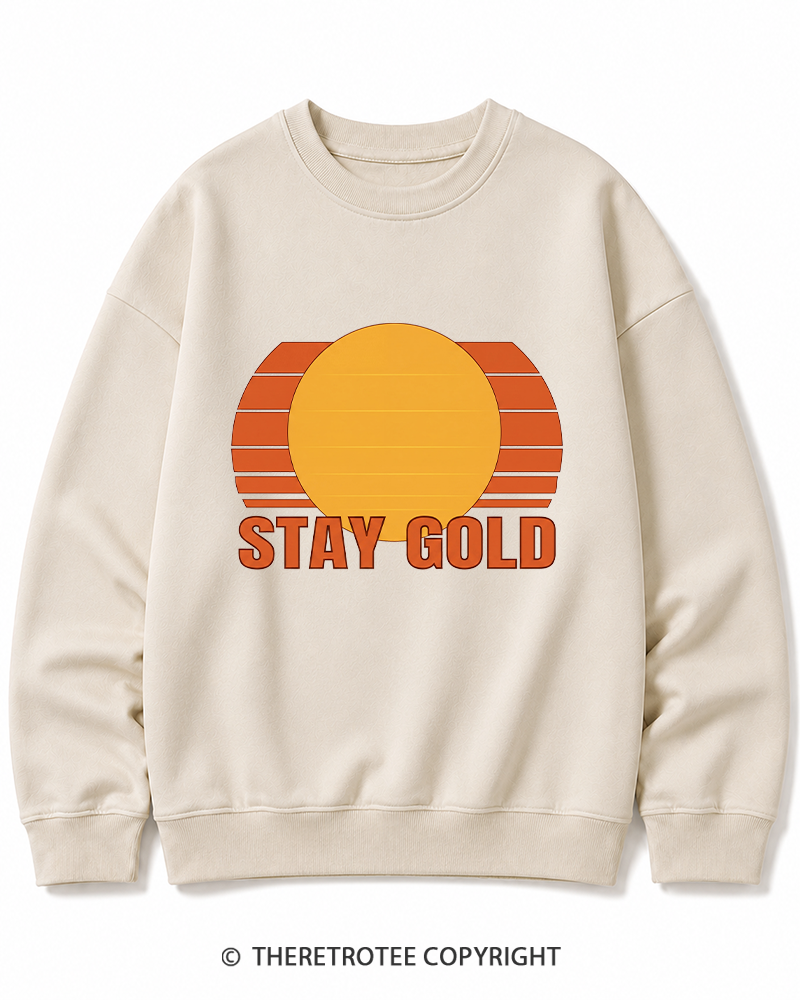TheRetroTee Stay Gold 1980s Cotton Sweatshirt