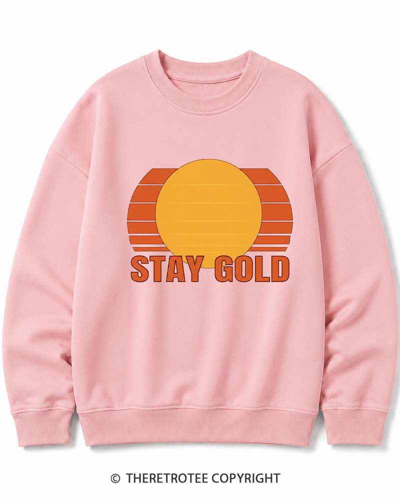 TheRetroTee Stay Gold 1980s Cotton Sweatshirt