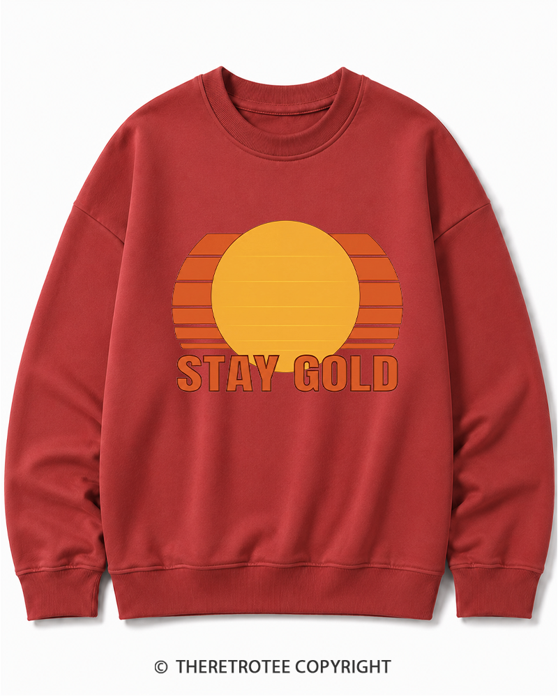 TheRetroTee Stay Gold 1980s Cotton Sweatshirt