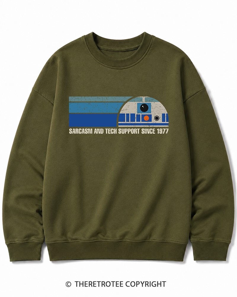 TheRetroTee Sarcasm And Tech Support 1970s Cotton Sweatshirt