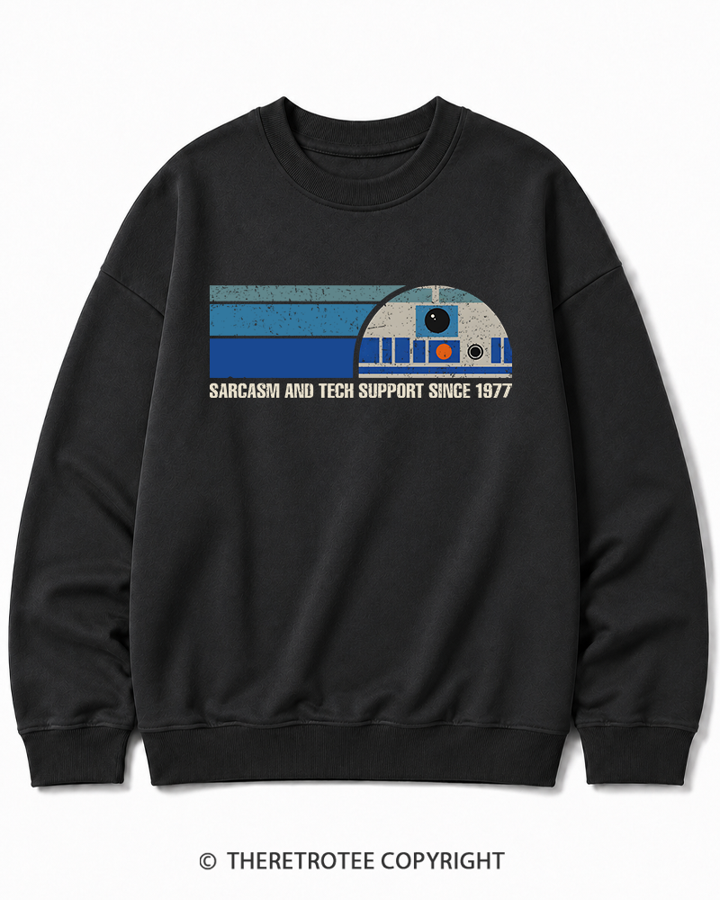 TheRetroTee Sarcasm And Tech Support 1970s Cotton Sweatshirt