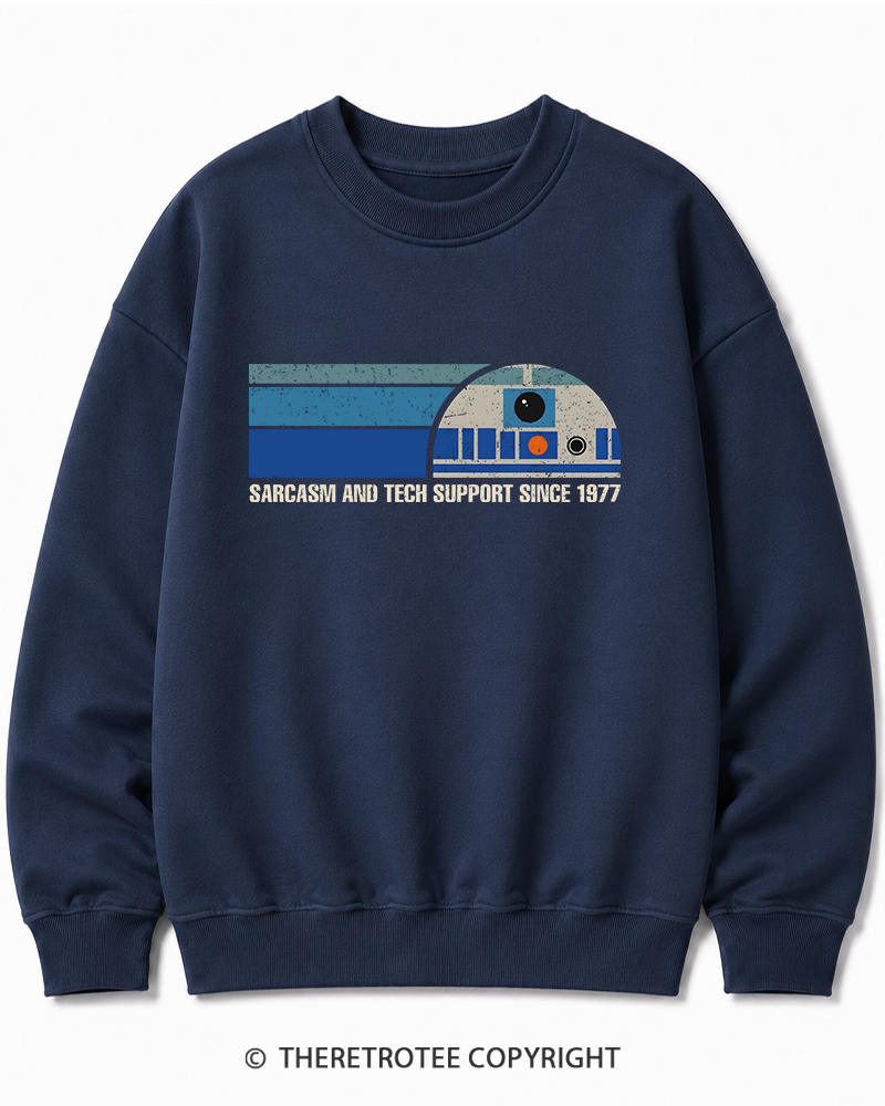 TheRetroTee Sarcasm And Tech Support 1970s Cotton Sweatshirt