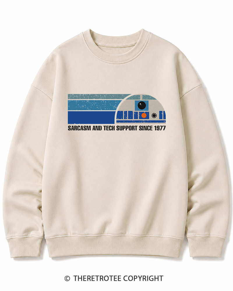 TheRetroTee Sarcasm And Tech Support 1970s Cotton Sweatshirt