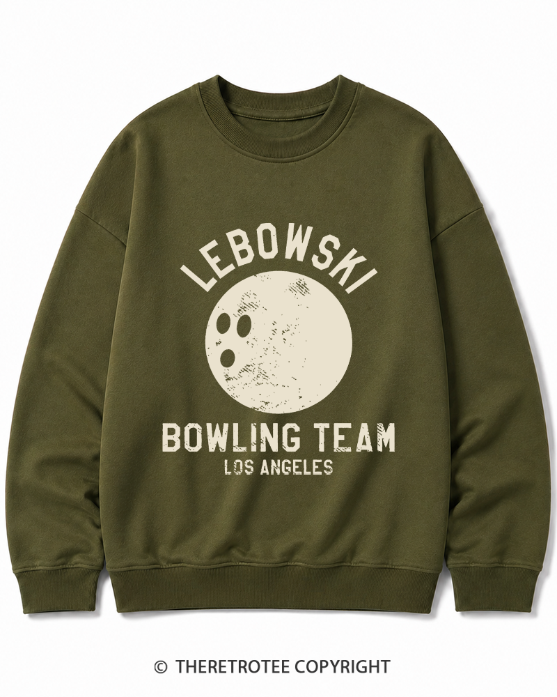 TheRetroTee Lebowski Bowling Team Los Angeles 1980s Cotton Sweatshirt