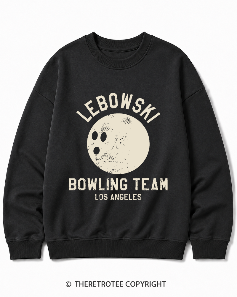 TheRetroTee Lebowski Bowling Team Los Angeles 1980s Cotton Sweatshirt