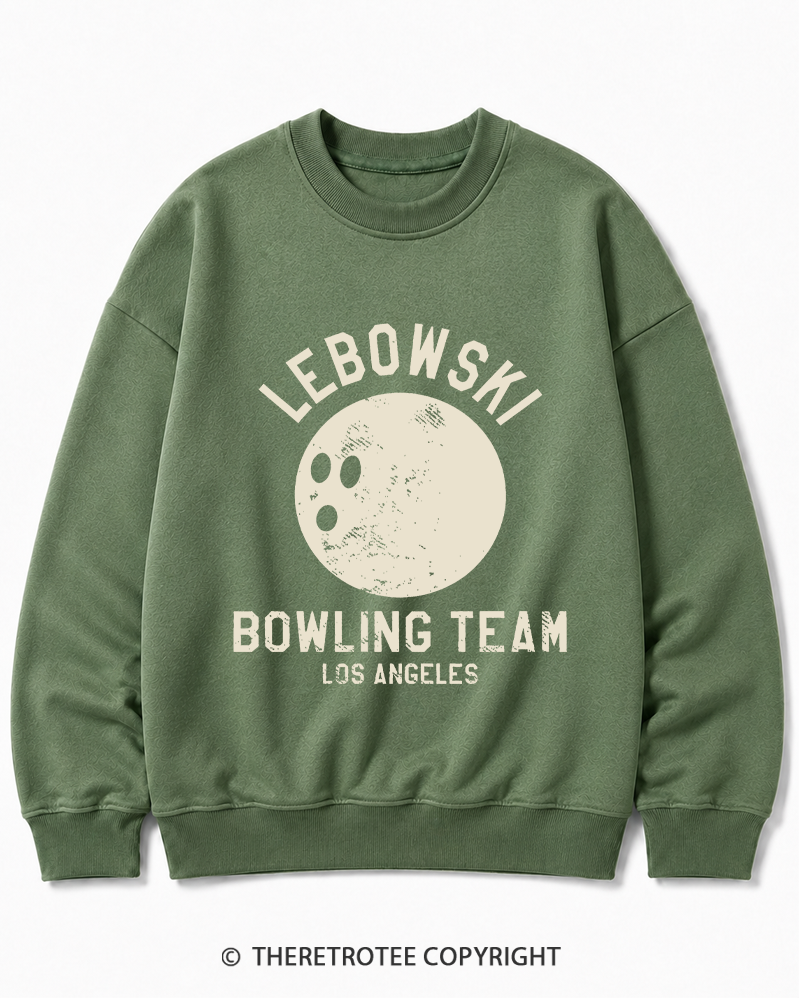 TheRetroTee Lebowski Bowling Team Los Angeles 1980s Cotton Sweatshirt